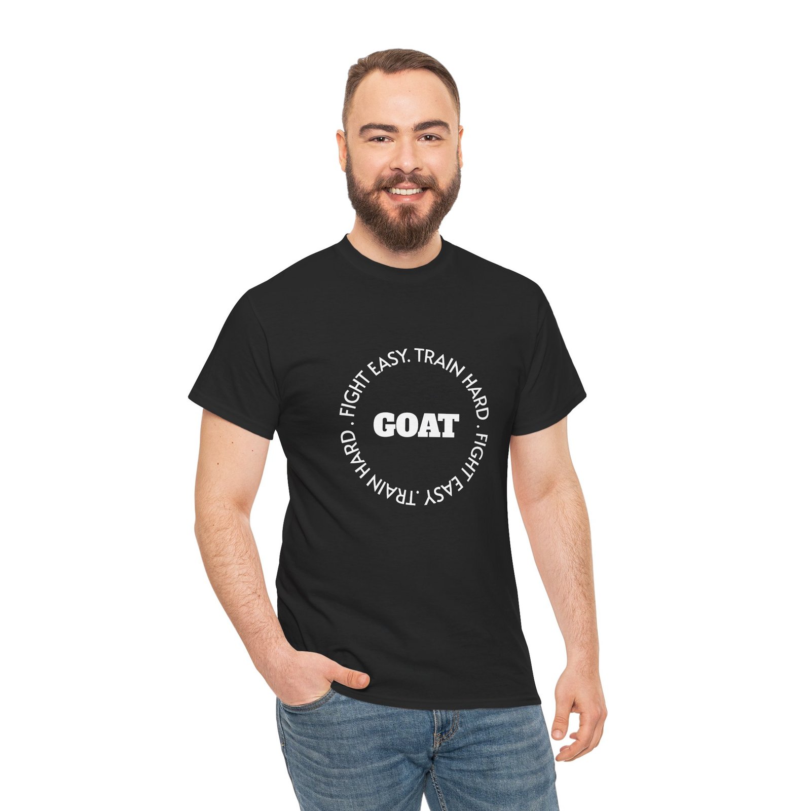 T-shirt goatafight présenté sur mannequin et vue de face