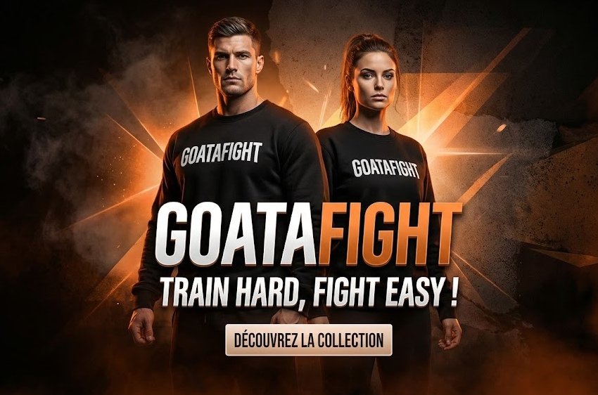Affiche de la Collection de vêtements Goatafight : Train Hard, Fight Easy
