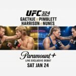 Affiche de l'UFC 324 Gaethje vs Pimblett et Harrison vs Nunes