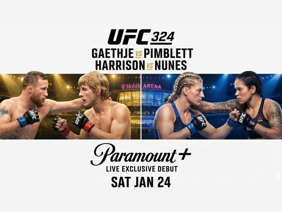 Affiche de l'UFC 324 Gaethje vs Pimblett et Harrison vs Nunes