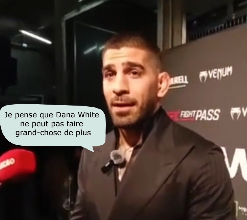 Ilia Topuria en interview qui dit : Je pense que Dana White ne peut pas faire grand-chose de plus. Cela en rapport avec le combat contre Makhachev