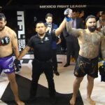 Photo de Gabe Stevenson la main levée suite à son combat contre Lezama au MFL