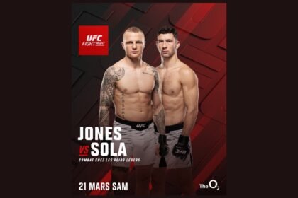 Affiche Axel Sola vs Mason Jones à L'UFC Londres le 21 Mars