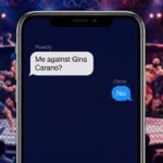 Vue d'un smartphone avec une conversation de Ronda Rousey avec Dana White