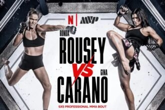 Affiche du combat prévu le 16 Mai entre Ronda Rousey et Gina Carano