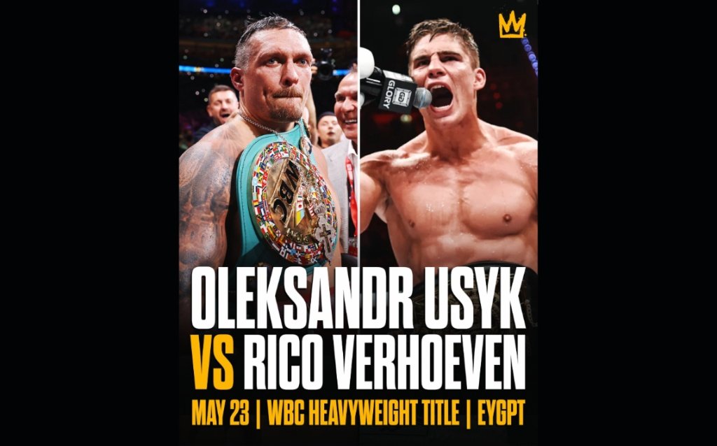 Affiche Usyk contre Verhoeven en Boxe