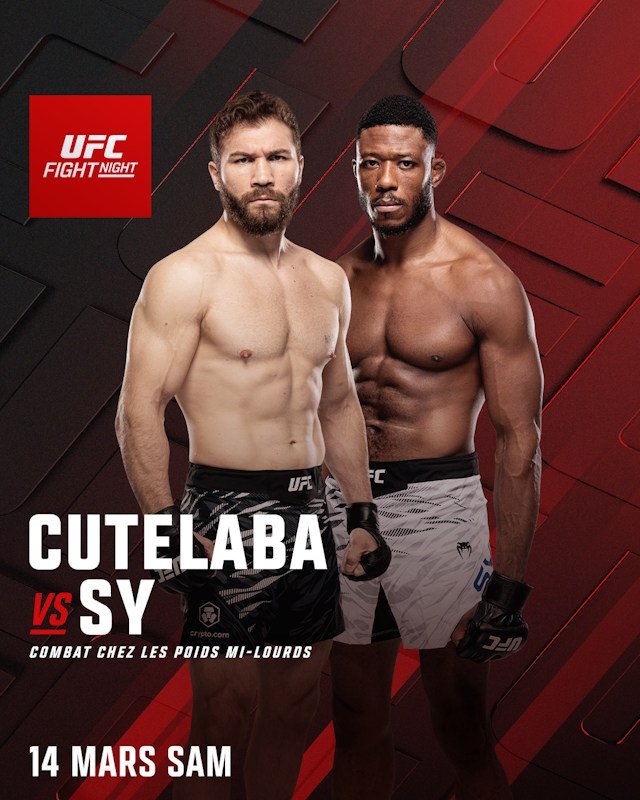 Affiche du combat Cutelaba vs Oumar Sy lors de l'UFC Vegas 114