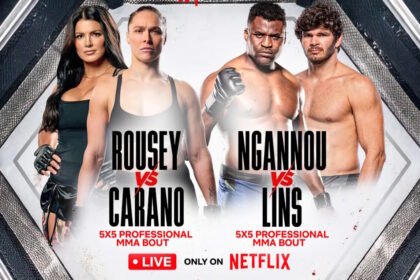 Affiche de l'évènement MVP Roussey contre Carano et Ngannou contre Lins le 16 Mai sur Netflix