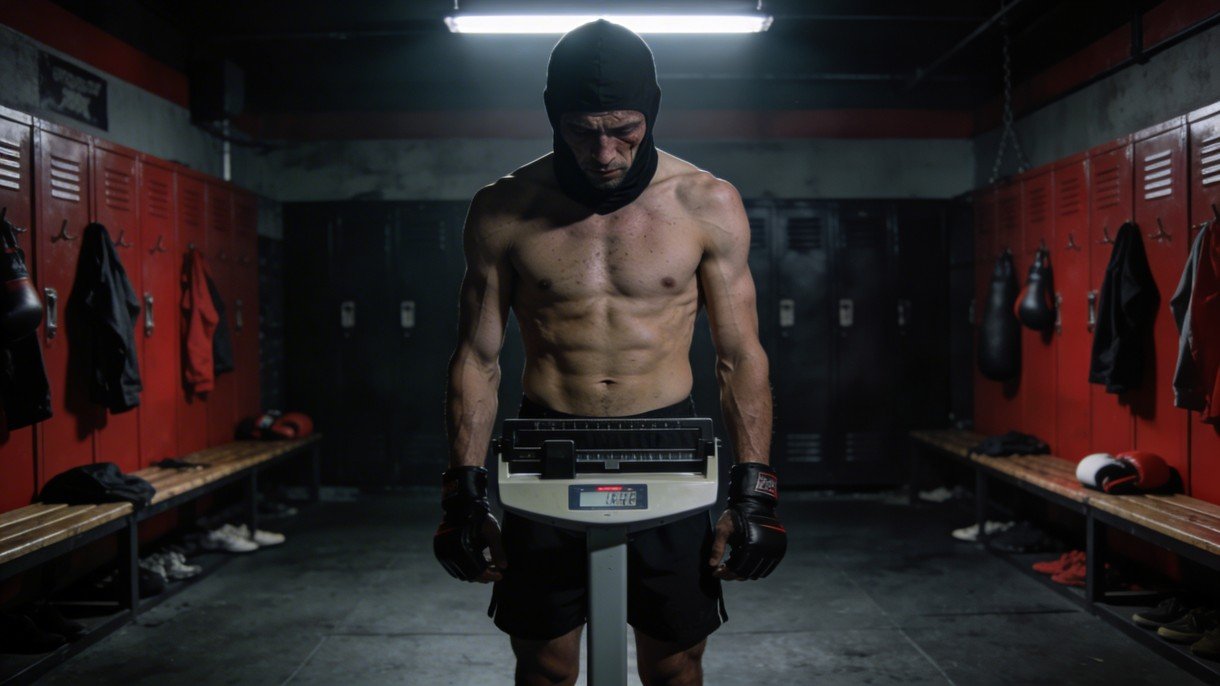 Un combattants de MMA qui se pèse en vue de son combat