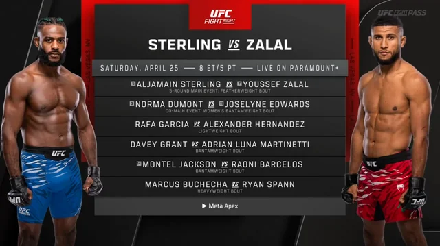 Carte UFC Fight Night 274 Sterling vs Zalal