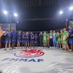 Equipe de France et Irlande de MMA dans la cage de l'évènement MMA League Elite à Ondres le 9 Mai 2026